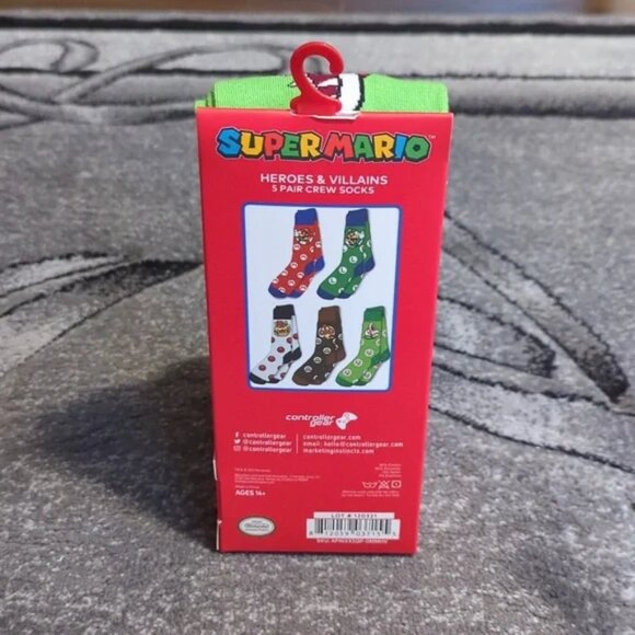 Nintendo licenced product Super Mario heroes and villains socks 5 pack NEW - Picture 7 of 11